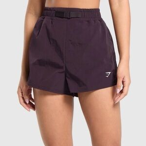 NWT GYMSHARK BUCKLE WAISTED SHORTS IN PLUM BROWN SIZE M